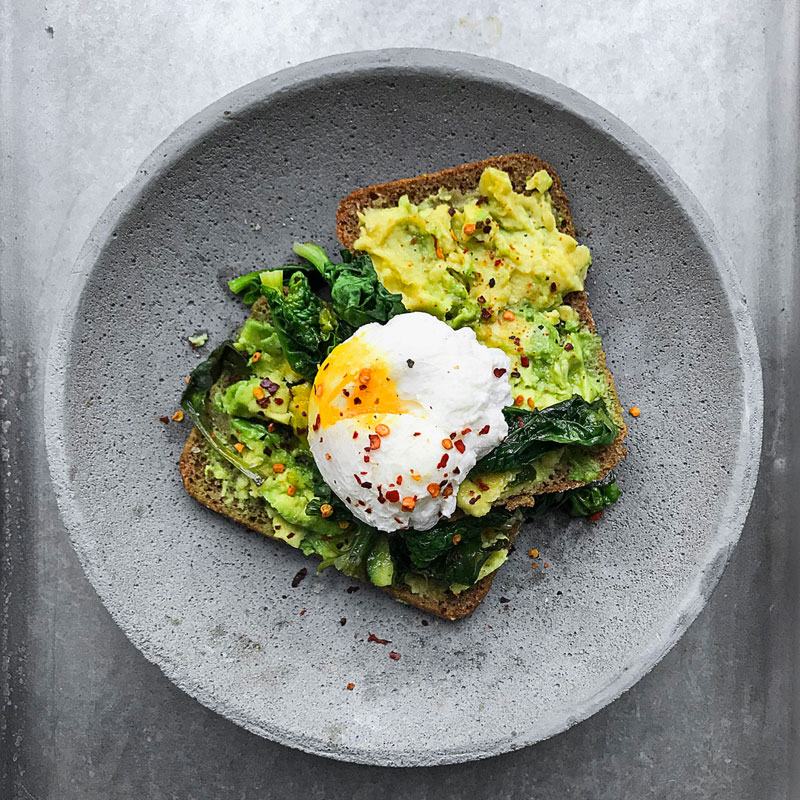 Monday: Avocado toast, poached egg