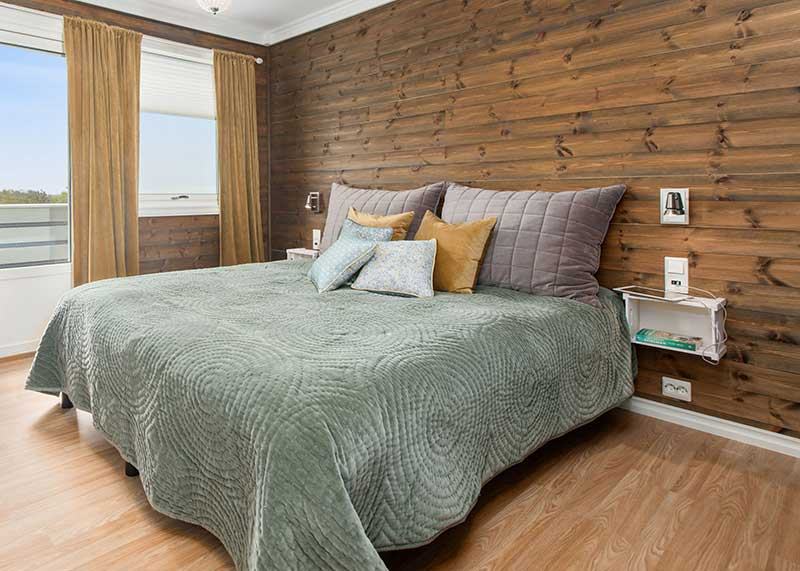 The Barrel Loft: Walls clad in reclaimed wine-barrel redwood
